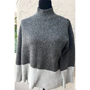 Michael Kors Gray Two Tone High Low Women's Sweater Size Med Cotton Wool Blend